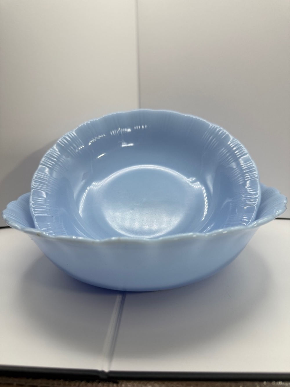 Vintage PYREX 30's Delphite Blue  serving bowls vegetable bowls 9 & 7.75 inches
